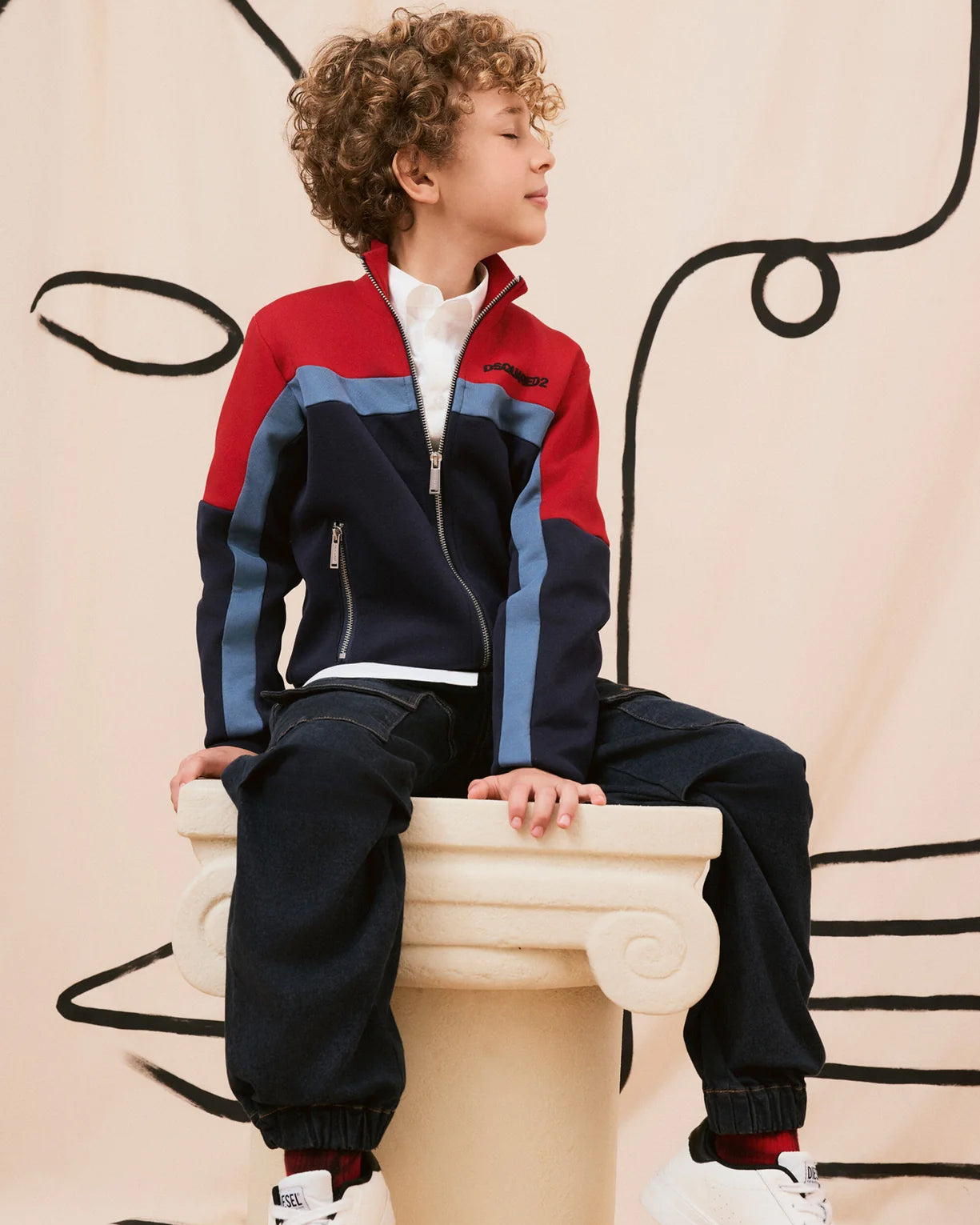 Dsquared2 Kids Felpa Bicolore Con Zip per Bambini