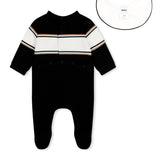 Boss Kids Tutina Nera con Logo con Bavetta  per Neonati (retro)