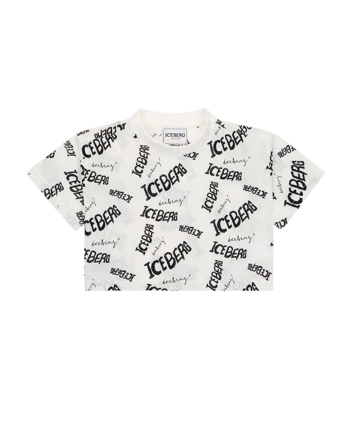 Iceberg Kids T-Shirt Bianca/Nera con Logo per Bambine