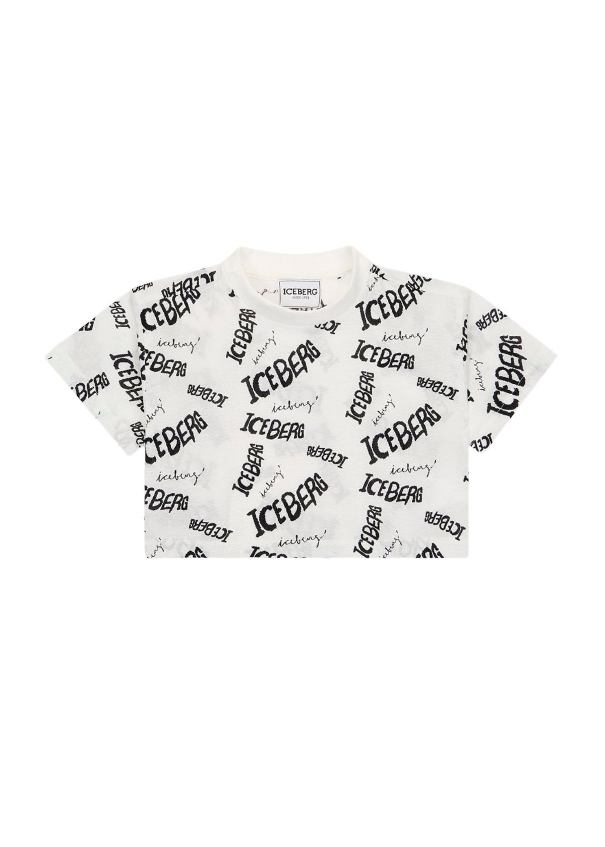 Iceberg Kids T-Shirt Bianca/Nera con Logo per Bambine