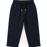 Yes London Kids Pantalone Blu Gessato con Patch sul Retro per Bambini