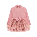 Angel's Face Abito Rosa a Costine con Tulle per Neonate