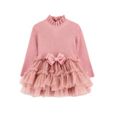 Angel's Face Abito Rosa a Costine con Tulle per Neonate