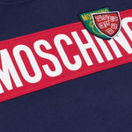 Moschino Kids Felpa Blu con Cappuccio con Logo per Bambini (dettaglio)