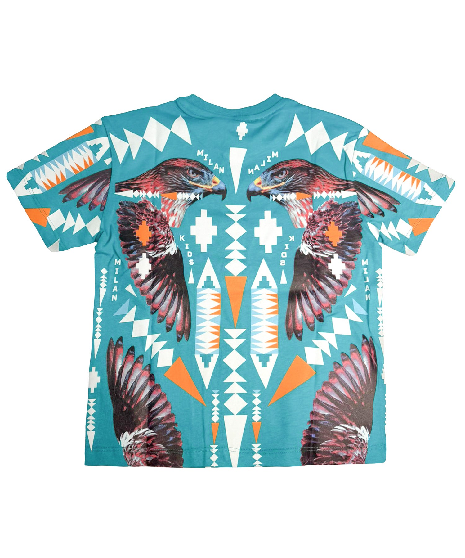 Marcelo Burlon County of Milan Kids T-Shirt Petrolio con Stampa per Bambini