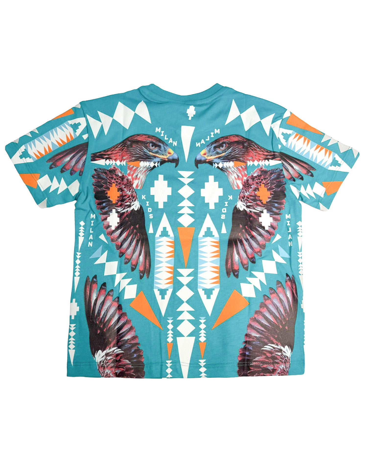 Marcelo Burlon County of Milan Kids T-Shirt Petrolio con Stampa per Bambini