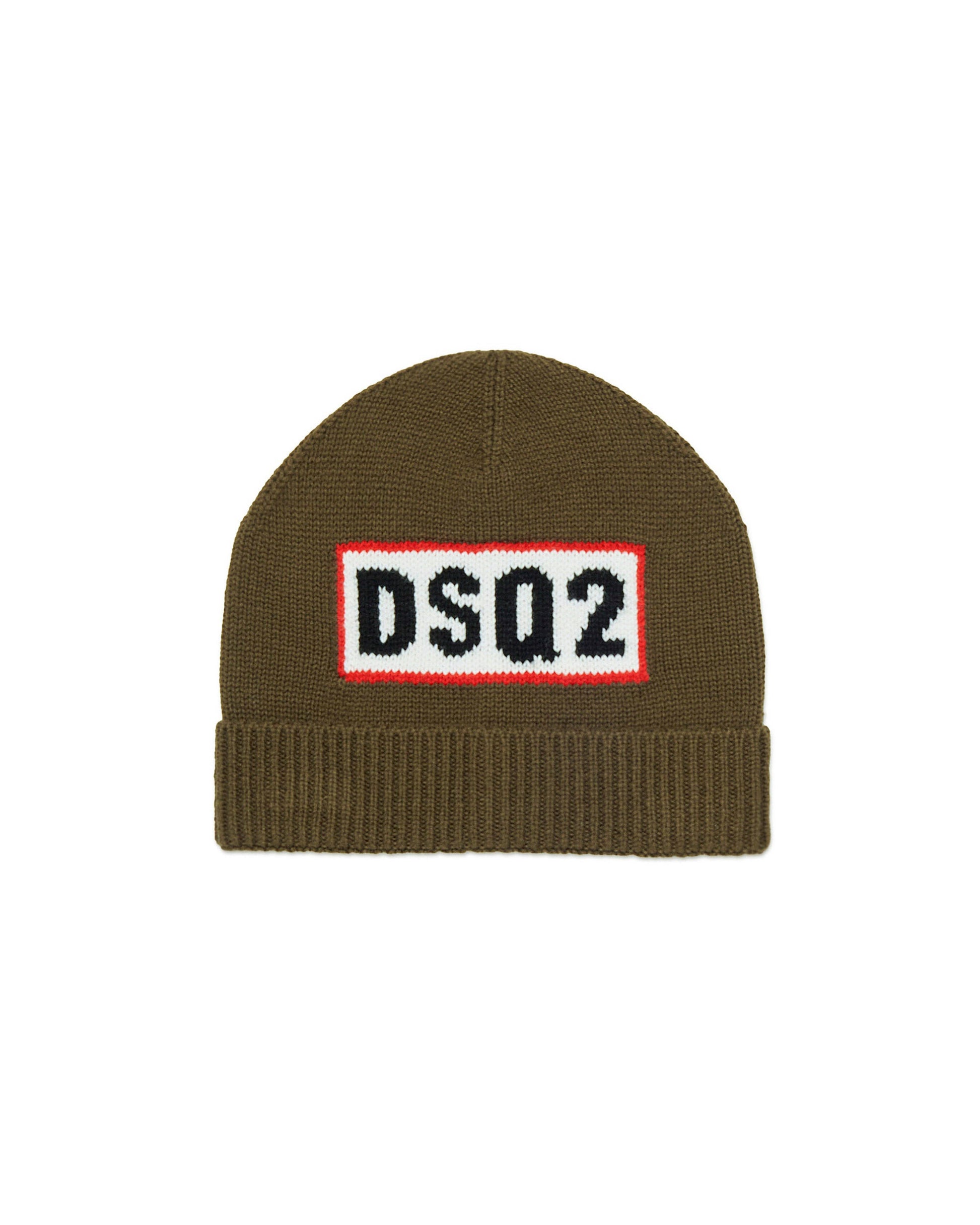 Dsquared2 Kids Cappello Beanie Verde con Intarso Logo per Bambini