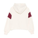 MSGM Kids Felpa con Cappuccio Crema Crop con Logo per Bambine