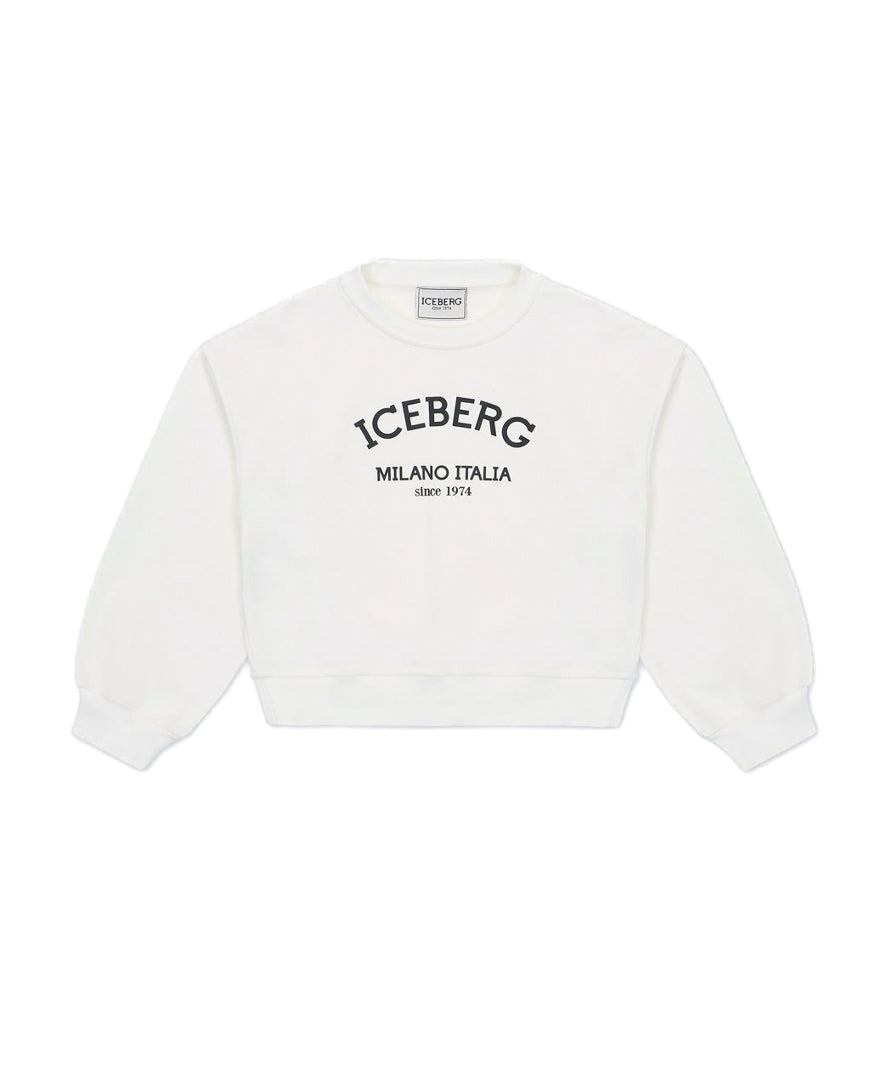 Iceberg Kids Felpa Girocollo Bianca con Logo per Bambini