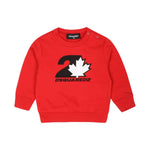 Dsquared2 Kids Felpa Girocollo Rossa con Stampa D2 Leaf per Neonati