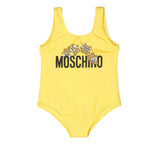 Moschino Kids Costume Monokini Giallo con Logo Teddy Bear per Neonate (fronte)