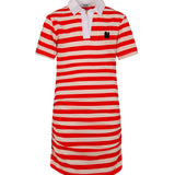 Msgm Kids Abito Rosso/Bianco Modello Polo a Righe per Bambine