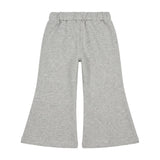 Diesel Kids Pantalone in Felpa Grigio Melange a Gamba Larga con Patch Ricamata per Neonate