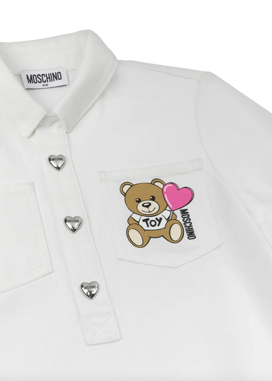 Moschino Kids Abito Svasato Panna con Ruches per Bambine