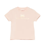 Elisabetta Franchi La Mia Bambina T-shirt Rosa con Stampa Logo Effetto Oro per Neonate