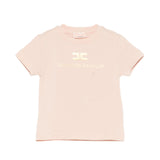 Elisabetta Franchi La Mia Bambina T-shirt Rosa con Stampa Logo Effetto Oro per Neonate