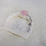 Marlù Cappello Vaniglia con Rosa per neonate