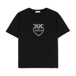 Pinko Kids T-shirt Nera con Logo in Cristalli 