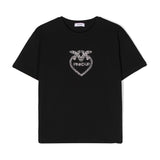Pinko Kids T-shirt Nera con Logo in Cristalli 