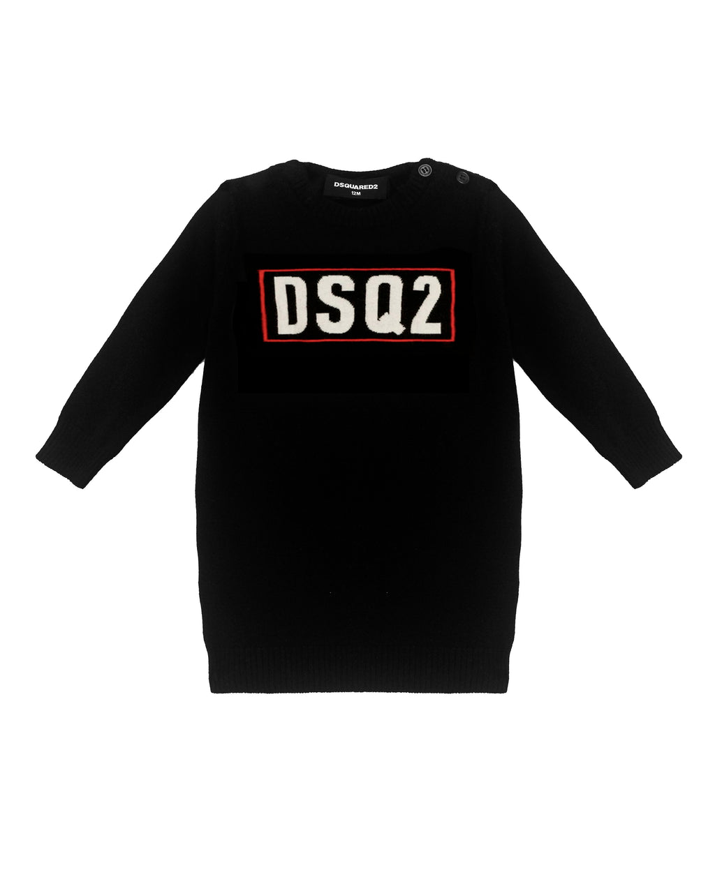 Dsquared2 Kids Abito Nero con Logo DSQ2 per Neonate