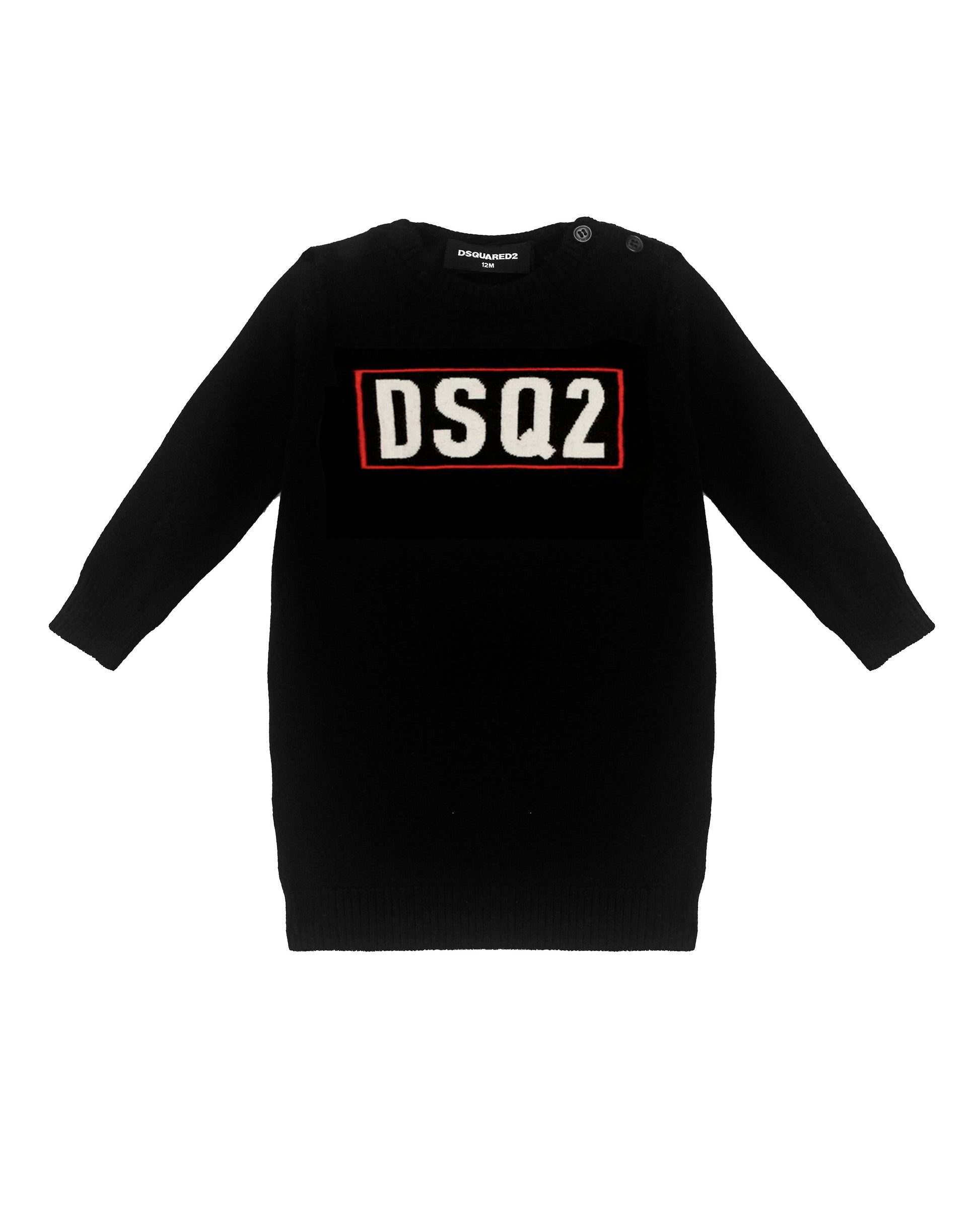 Dsquared2 Kids Abito Nero con Logo DSQ2 per Neonate