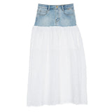 Twinset Kids Gonna Jeans Merlettata Bianca per Bambine