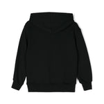MSGM Kids Felpa Nera con Cappuccio con Stampa per Bambini (retro)