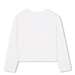 Michael Kors T-Shirt Bianca Maniche Lunghe con Logo Strass a Contrasto per Bambine