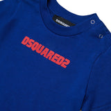 Dsquared2 Kids T-shirt Blu Cobalto con Stampa Lolgo a Contrasto per Neonati