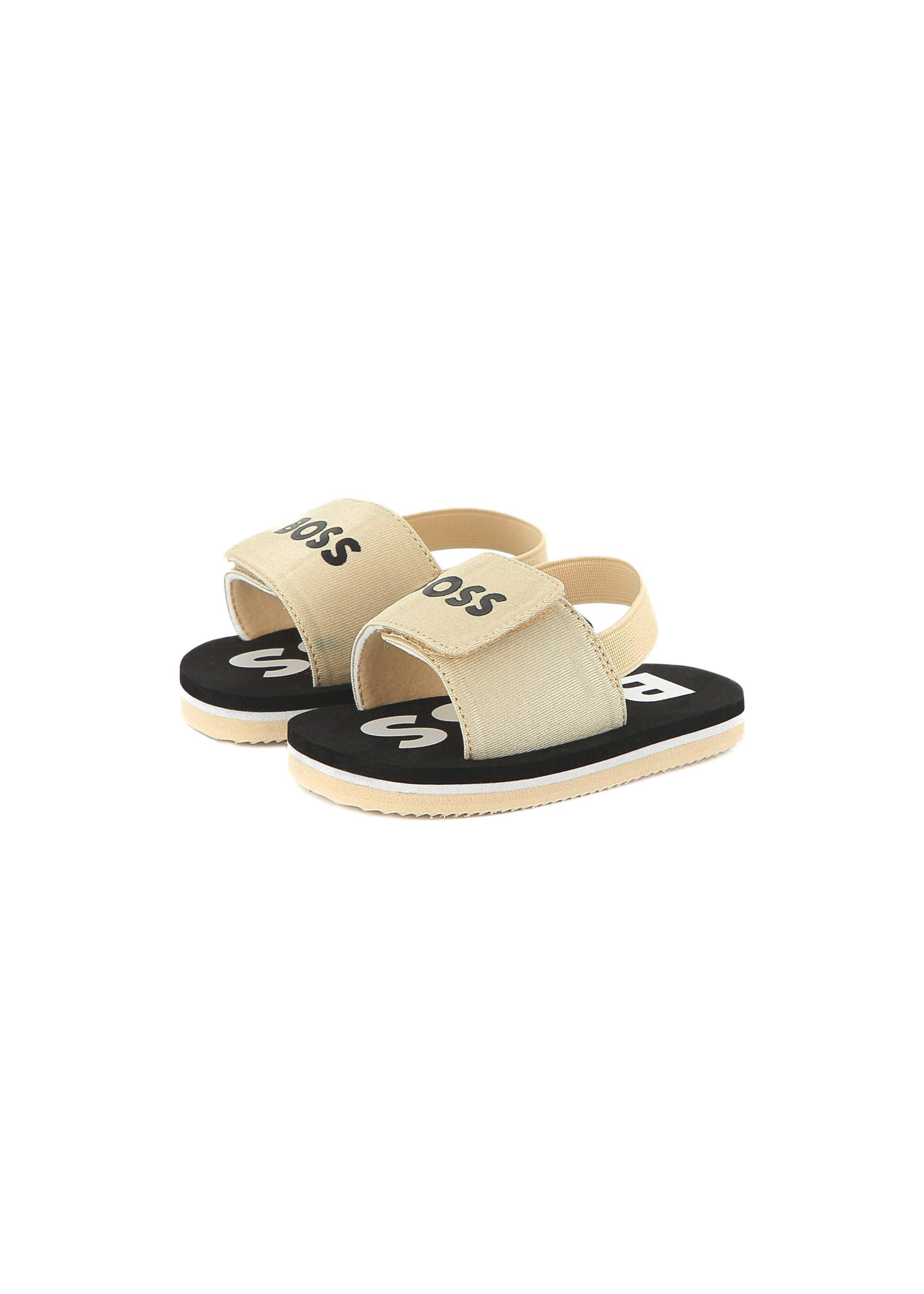 Boss Kids Sandali Beige Pull On con Logo per Neonati