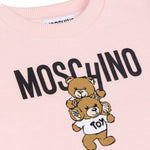 Moschino Kids Abito Lunghe Maniche Rosa con Stampa per Neonate (dettaglio)