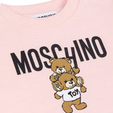 Moschino Kids Abito Lunghe Maniche Rosa con Stampa per Neonate (dettaglio)