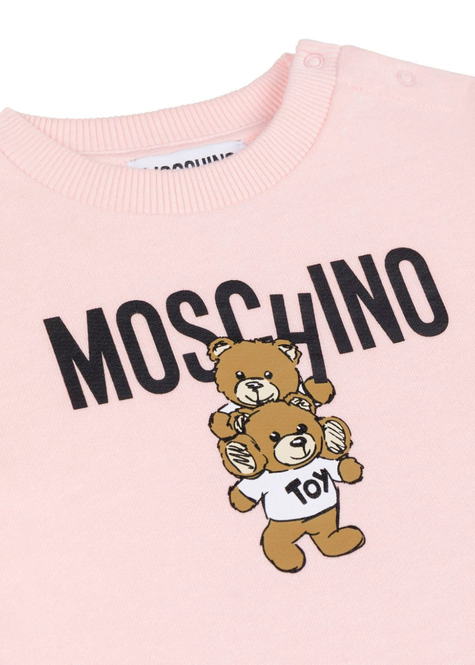 Moschino Kids Abito Lunghe Maniche Rosa con Stampa per Neonate (dettaglio)