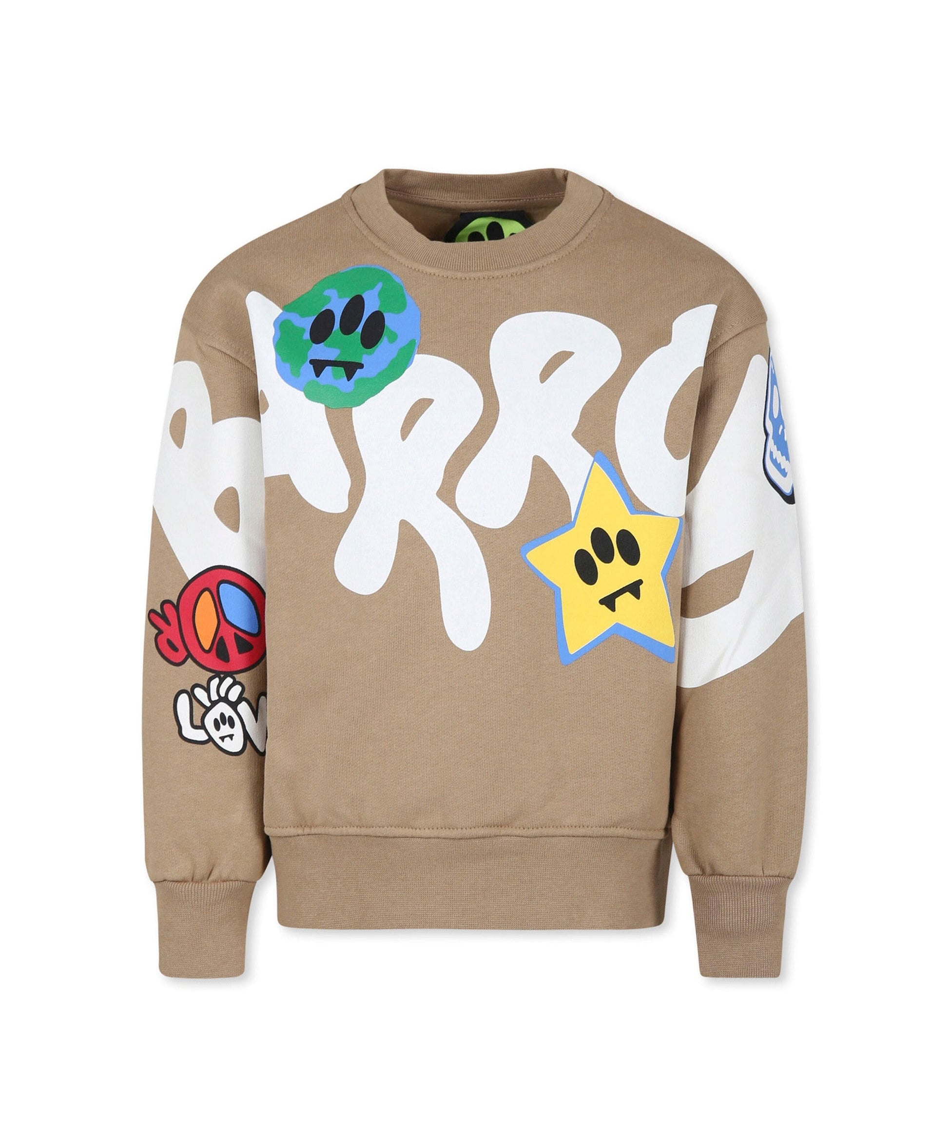 Barrow Kids Felpa Beige con Stampa Logo per Bambini