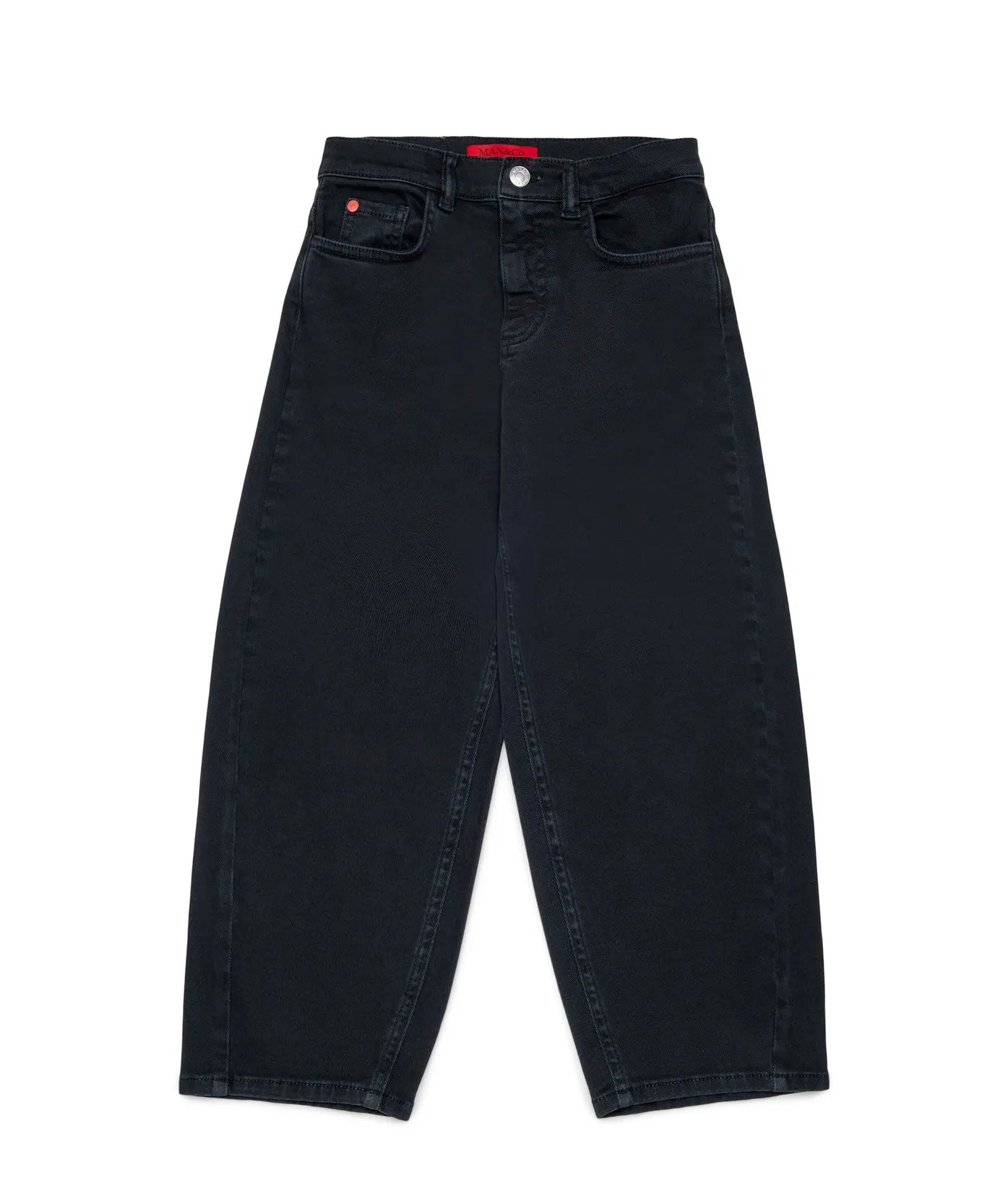 Max&Co Kids Jeans Neri a Gamba Ampia a Cinque Tasche per Bambine