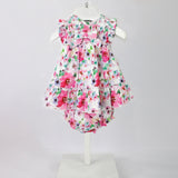 Minibanda Abito con Culotta e Cappellino Fantasia Floreale per Neonate