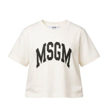 MSGM Kids T-Shirt Crema con Logo Lettring per Bambine
