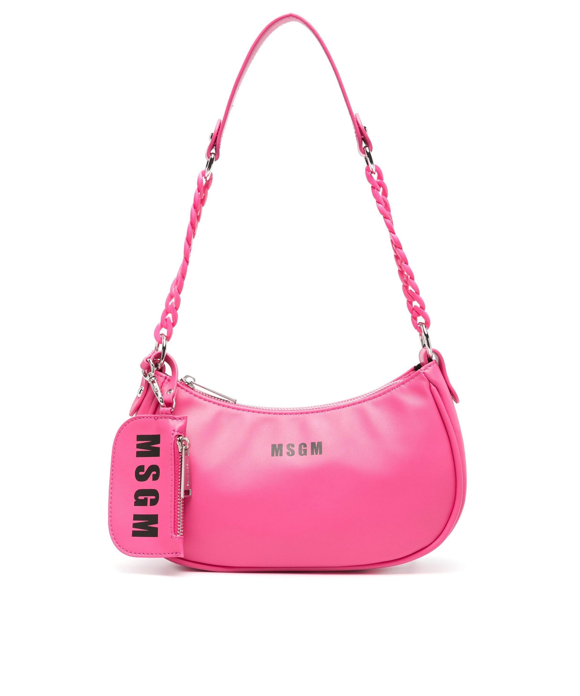 Msgm Kids Borsa a Spalla Fucsia con Catena (fronte)