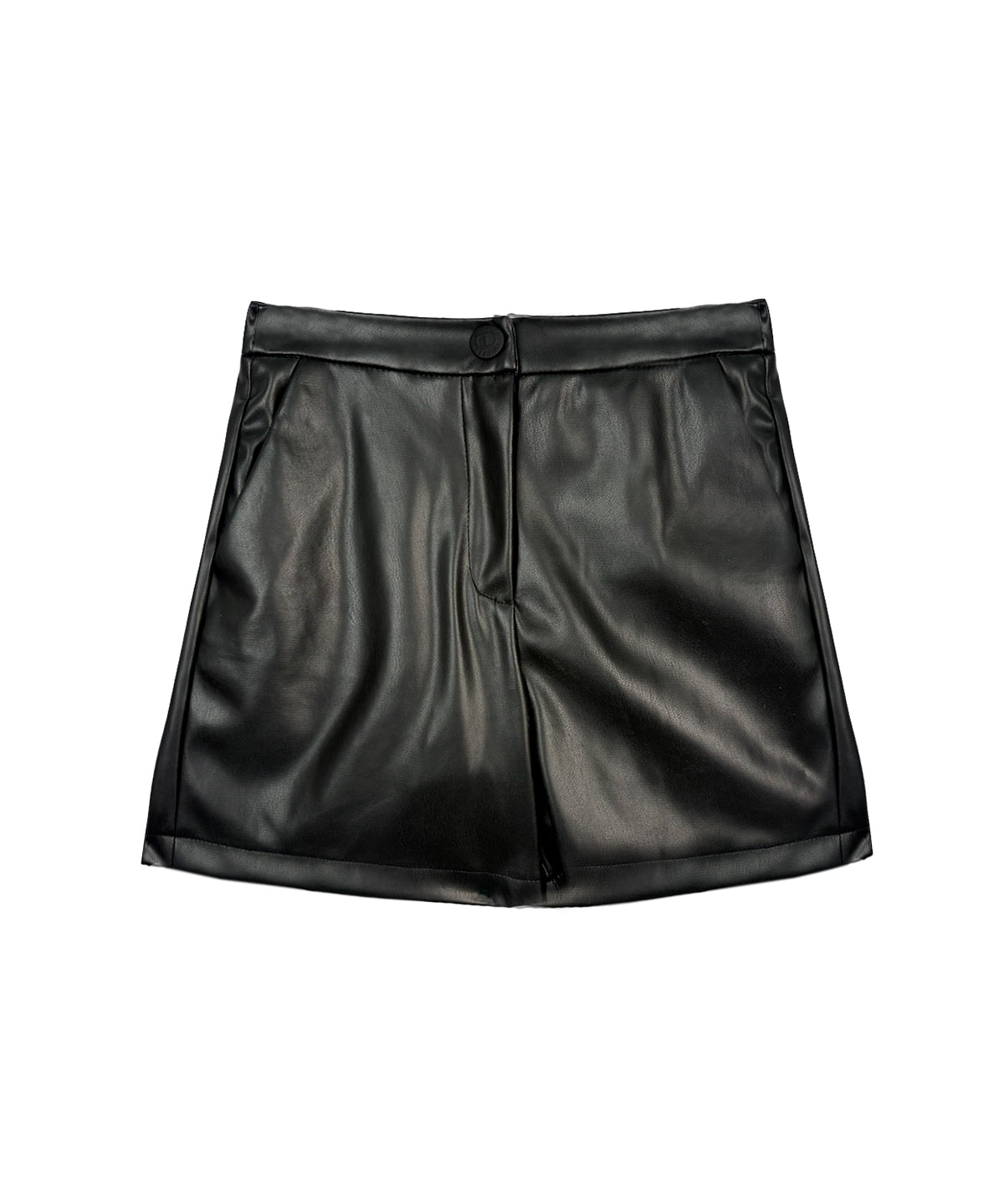 Twinset Kids Short Effetto Pelle Nera per Bambine