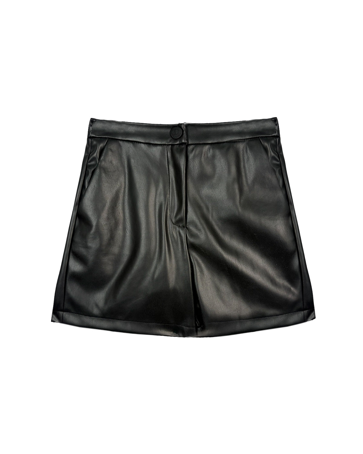 Twinset Kids Short Effetto Pelle Nera per Bambine