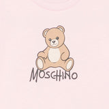 Moschino Kids Vestito Rosa in Felpa con Stampa Teddy Bear e Logo per Neonate