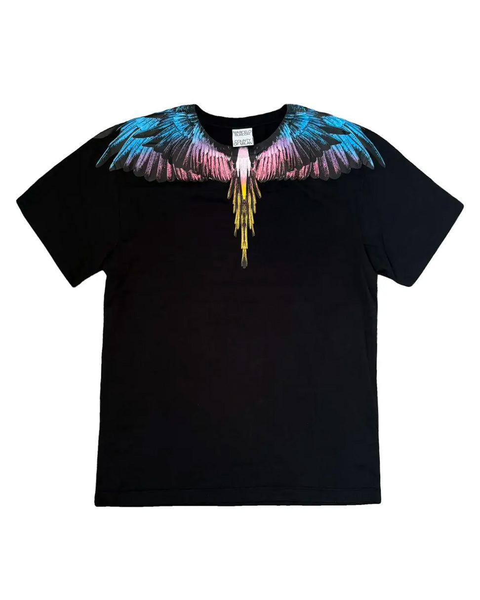 Marcelo Burlon County of Milan Kids T-Shirt Nero con Stampa per Bambini