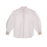 Elisabetta Franchi La Mia Bambina Camicia Marshmallow con Ricamo sulle Maniche per Bambine