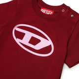 Diesel Kids T-Shirt Bordeaux con Stampa per Neonati