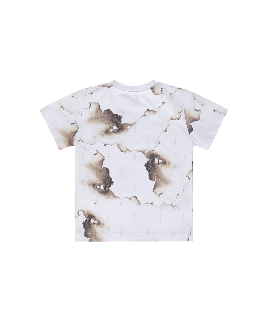 Cesare Paciotti T-shirt Bianca Fantasia Burned per Neonati