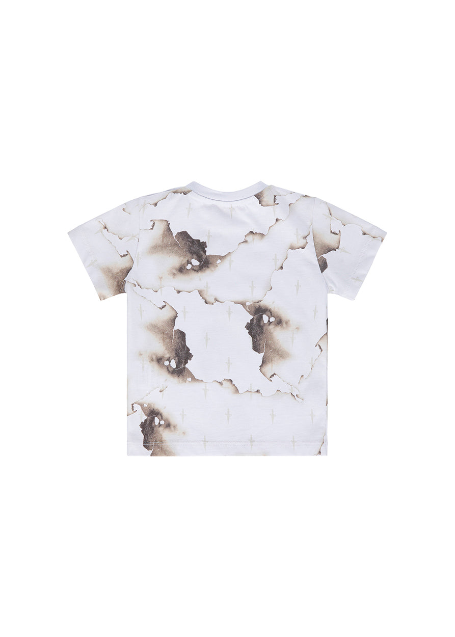 Cesare Paciotti T-shirt Bianca Fantasia Burned per Neonati