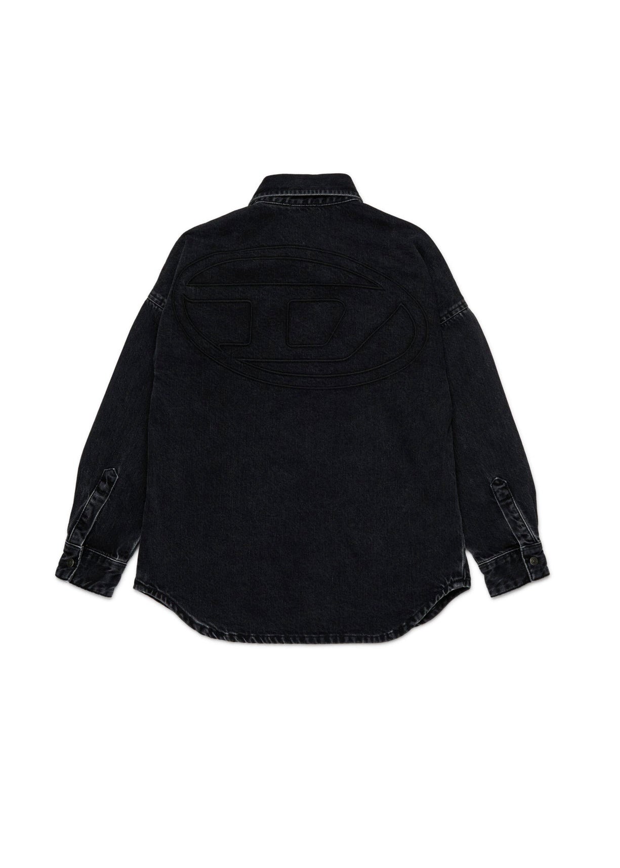 Diesel Kids Camicia Denim Nera con Oval D per Bambini