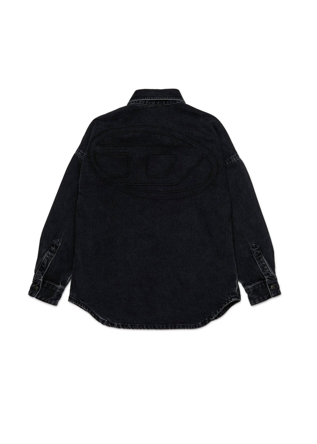 Diesel Kids Camicia Denim Nera con Oval D per Bambini