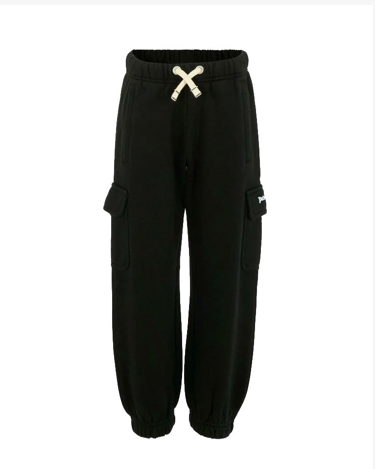 Palm Angels Kids Cargo Nero con Logo Bianco per Bambini