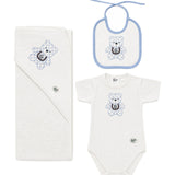 Gabriella Gucci Kids Set Body+Bavetta+Triangolo Latte e Cielo per Neonate